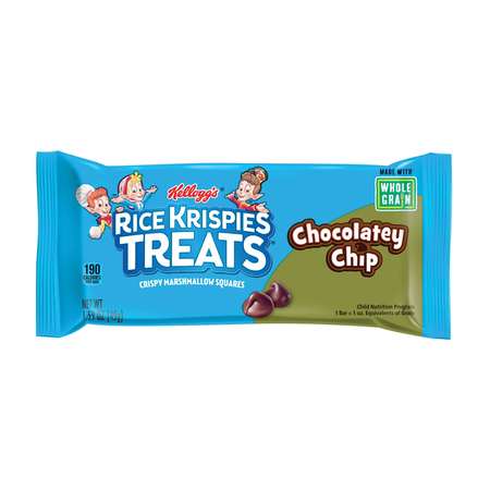 Kelloggs Whole Grain Chocolate Chip Rice Krispie Treats Squares 1.59 oz., PK80 3800014567